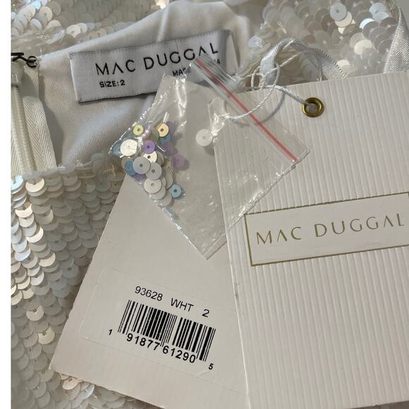 Mac Duggal NEW Sz 2 93628 White Sequined Embellished Spaghetti Strap Mini Dress - Picture 8 of 11